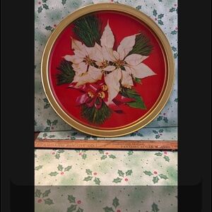 Vintage Poinsettia Circle Tray